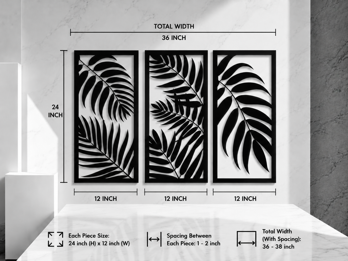 Tropical Leaf Trio – Metal Wall Art